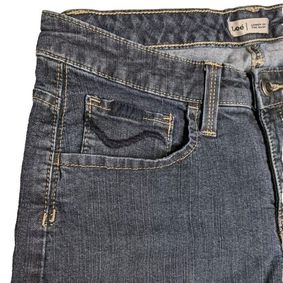 Lee Jeans Women 8 Petite Capri Straight Leg Midrise Blue Dark Wash 8P - Picture 5 of 8